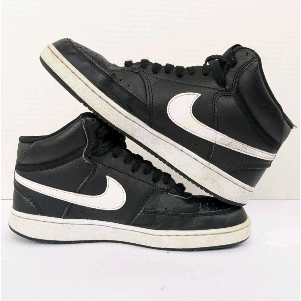 Nike Court Vision Mid Shoes Mens Size 7.5 Black White Basketball Sneakers